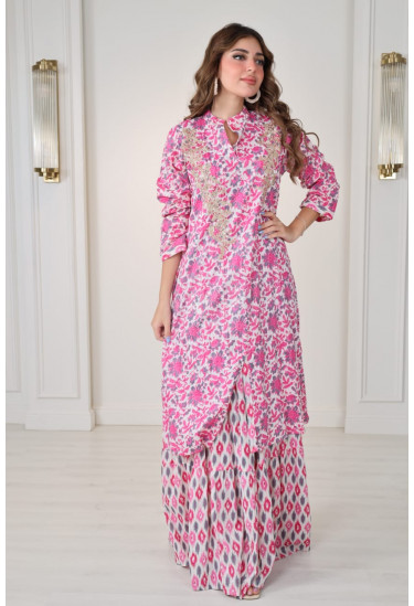 جلابيه نسائي طويله طباعات زهور 