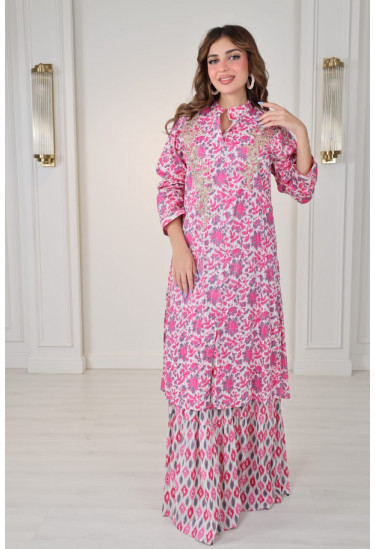 جلابيه نسائي طويله طباعات زهور 