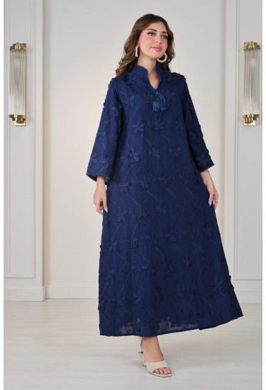 جلابية ناعمة مطرزة بأكمام واسعة