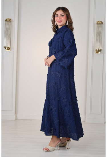 جلابية ناعمة مطرزة بأكمام واسعة