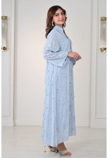 جلابية ناعمة مطرزة بأكمام واسعة