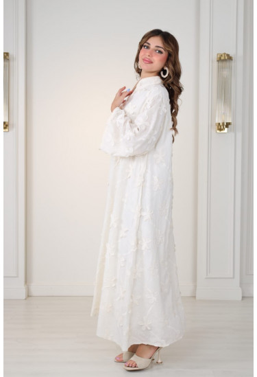 جلابية ناعمة مطرزة بأكمام واسعة