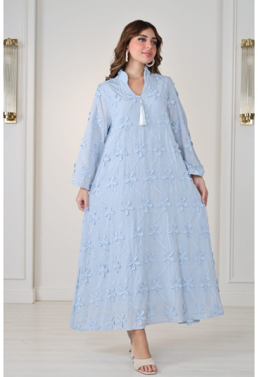 جلابية ناعمة مطرزة بأكمام واسعة