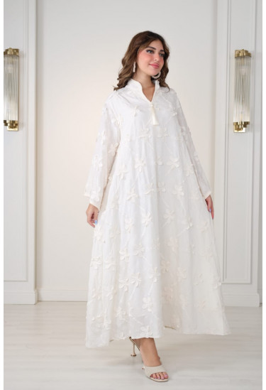 جلابية ناعمة مطرزة بأكمام واسعة