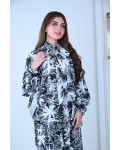طقم نسائي بطبعة استوائية أنيقة