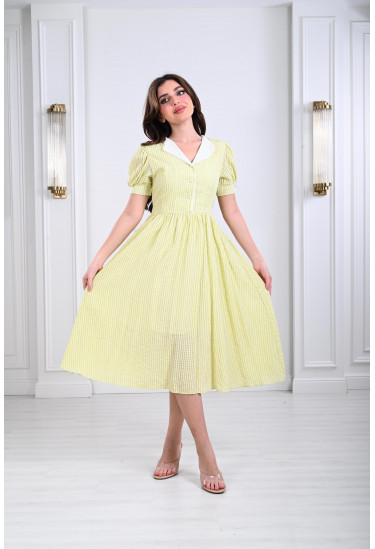 فستان ميدي بياقة منسدلة أنيقة