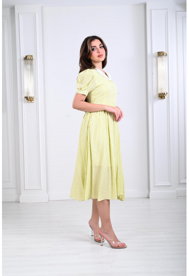 فستان ميدي بياقة منسدلة أنيقة