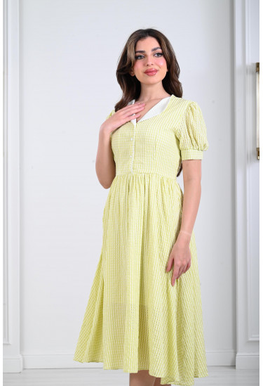 فستان ميدي بياقة منسدلة أنيقة