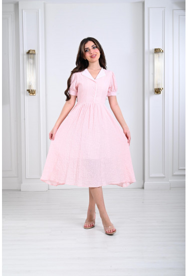 فستان ميدي بياقة منسدلة أنيقة