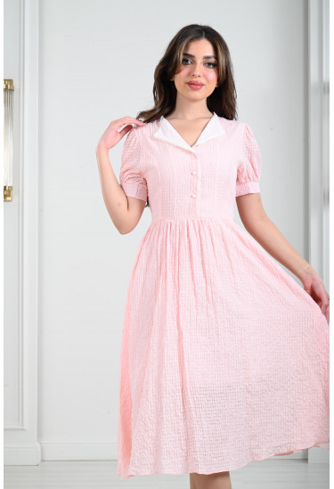 فستان ميدي بياقة منسدلة أنيقة