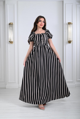 فستان نسائي طويل مخطط