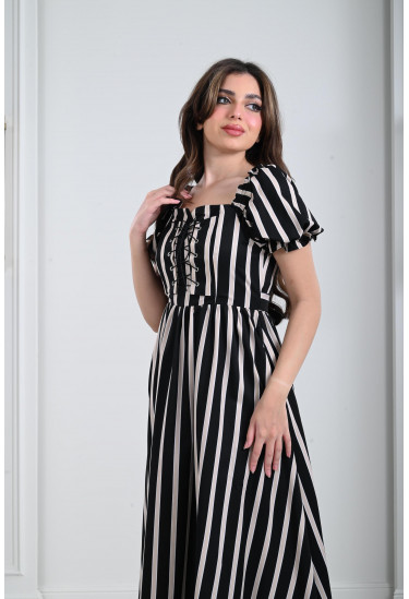 فستان نسائي طويل مخطط