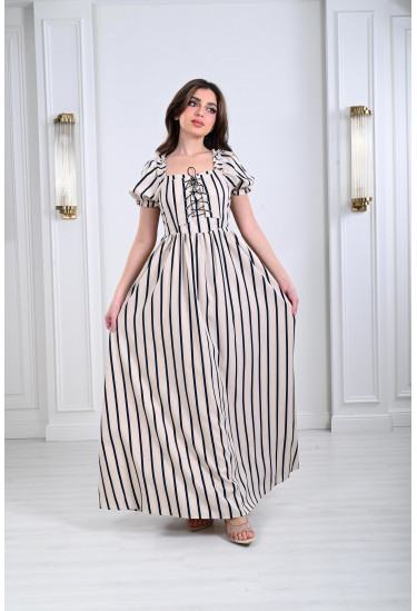 فستان نسائي طويل مخطط