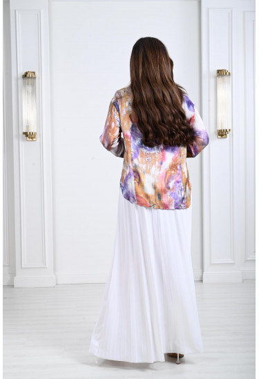 بلوزة نسائية بنمط كتل الألوان بلوزة نسائية بنمط كتل الألوان