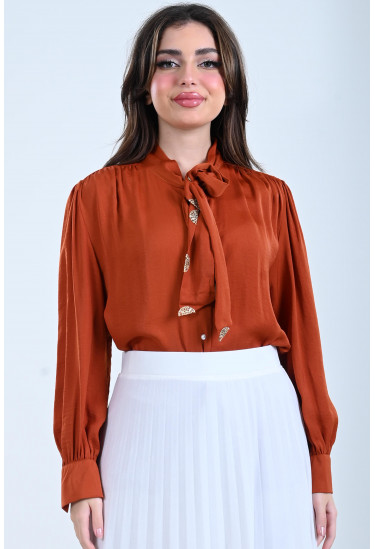 بلوزة نسائية برابطة عنق ناعمة بلوزة نسائية برابطة عنق ناعمة