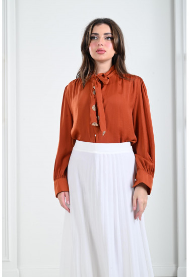 بلوزة نسائية برابطة عنق ناعمة بلوزة نسائية برابطة عنق ناعمة