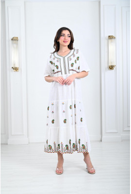 جلابية نسائية قصيرة مطرزة بخيوط ملونة