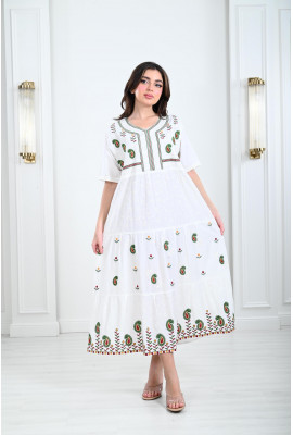 جلابية نسائية قصيرة مطرزة بخيوط ملونة