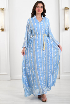 جلابية طويلة مطرز تطريز بارز