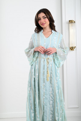 جلابية طويلة مطرز تطريز بارز