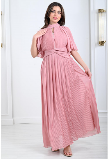 فستان بحزام خصر متداخل 