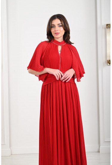 فستان بحزام خصر متداخل 