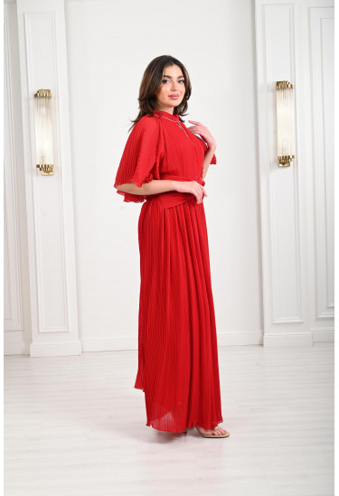 فستان بحزام خصر متداخل 