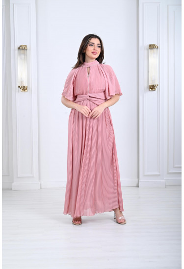 فستان بحزام خصر متداخل 