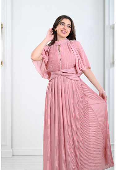 فستان بحزام خصر متداخل 