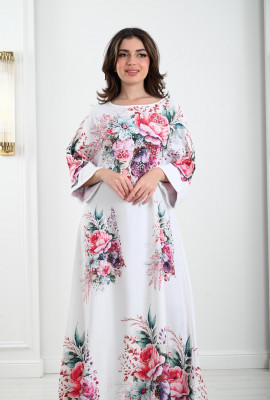 جلابيات نسائية مزينة بباقة من الورود الملونة جلابيات نسائية مزينة بباقة من الورود الملونة