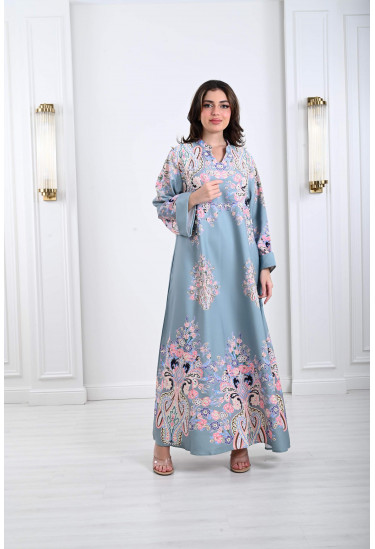 جلابية مشجرة مزينة بحبات اللولي