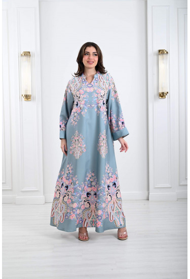 جلابية مشجرة مزينة بحبات اللولي