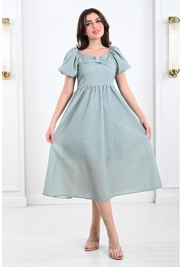 فستان ميدي بنسيج مزخرف بارز فستان ميدي بنسيج مزخرف بارز