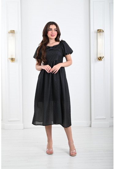 فستان ميدي بنسيج مزخرف بارز فستان ميدي بنسيج مزخرف بارز