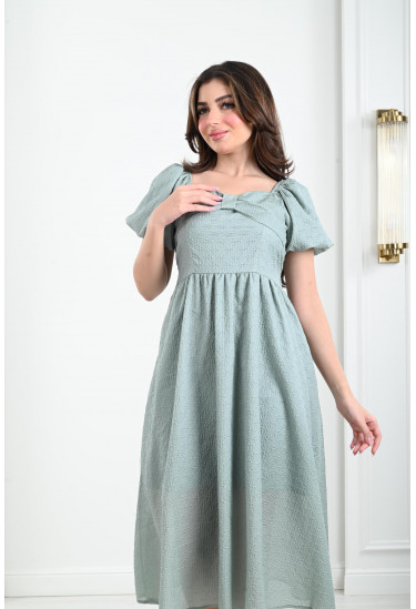 فستان ميدي بنسيج مزخرف بارز فستان ميدي بنسيج مزخرف بارز