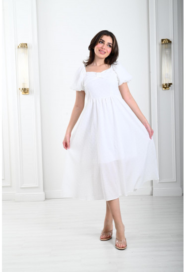 فستان ميدي بنسيج مزخرف بارز فستان ميدي بنسيج مزخرف بارز