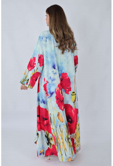 جلابية صيفي مطبوع بزهور الخشخاش