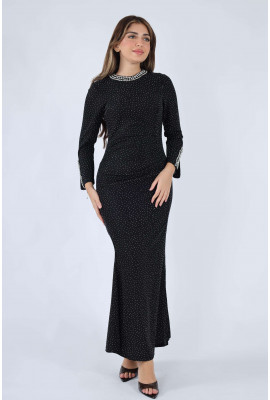 فستان سهرة نسائي لامع بقصة ذيل السمكة