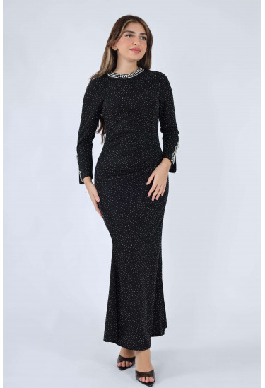 فستان سهرة نسائي لامع بقصة ذيل السمكة