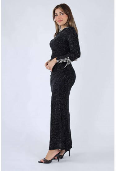 فستان سهرة نسائي لامع بقصة ذيل السمكة