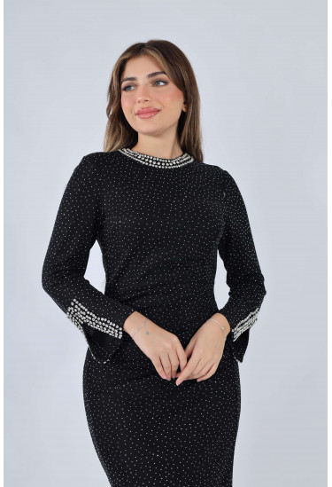 فستان سهرة نسائي لامع بقصة ذيل السمكة