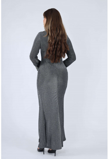 فستان سهرة نسائي لامع بقصة ذيل السمكة