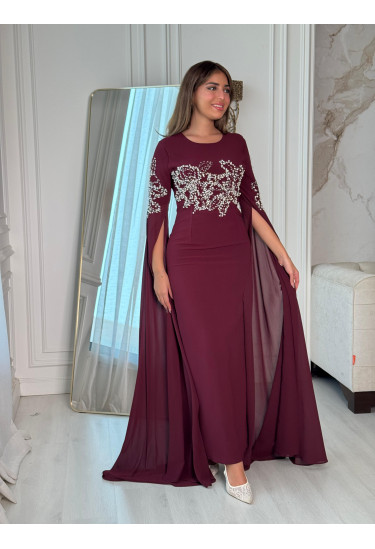 فساتين سهرة بأكمام وشاح
