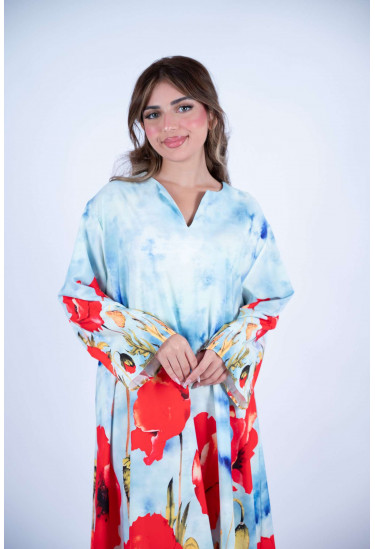 جلابية صيفي مطبوع بزهور الخشخاش