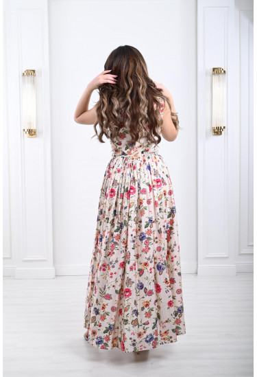 فستان مشجر بالزهور مزين بستراس لامع فستان مشجر بالزهور مزين بستراس لامع