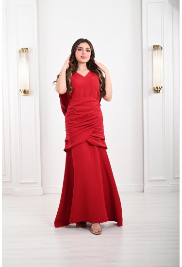 فستان سهرة نسائي بطيات متداخلة على الخصر فستان سهرة نسائي بطيات متداخلة على الخصر