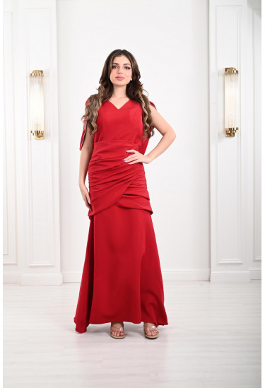 فستان سهرة نسائي بطيات متداخلة على الخصر فستان سهرة نسائي بطيات متداخلة على الخصر