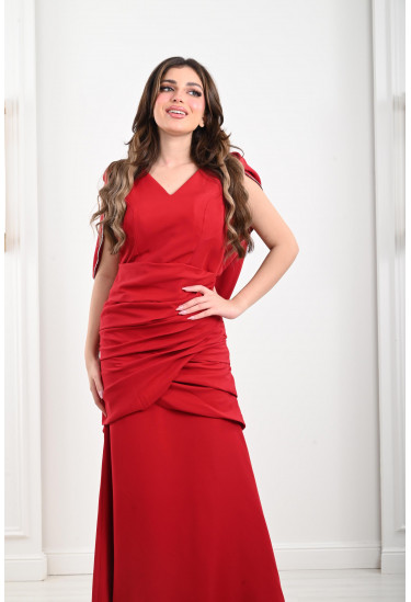 فستان سهرة نسائي بطيات متداخلة على الخصر فستان سهرة نسائي بطيات متداخلة على الخصر