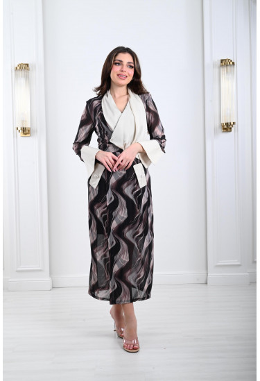 فستان ميدي أنيق بنمط كتل الألوان