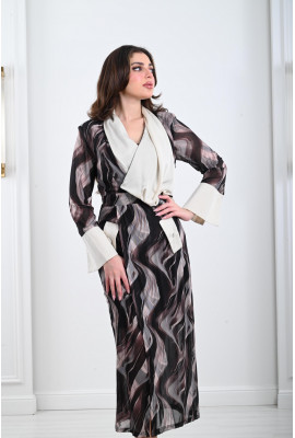 فستان ميدي أنيق بنمط كتل الألوان